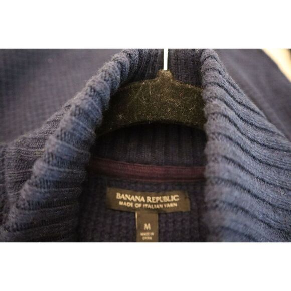 Banana Republic Men's Sz M True Navy Heritage Four Pocket Sweater Jacket - Picture 3 of 7